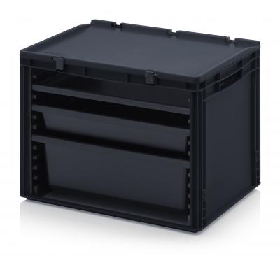 Antistatic ESD Drawer Container complete system 1 x Container equipped with: 1 x SB.H, 1 x W24-t, 1 x W84-t, 1 x W172-t ESD design - 666 ESD SB-S1